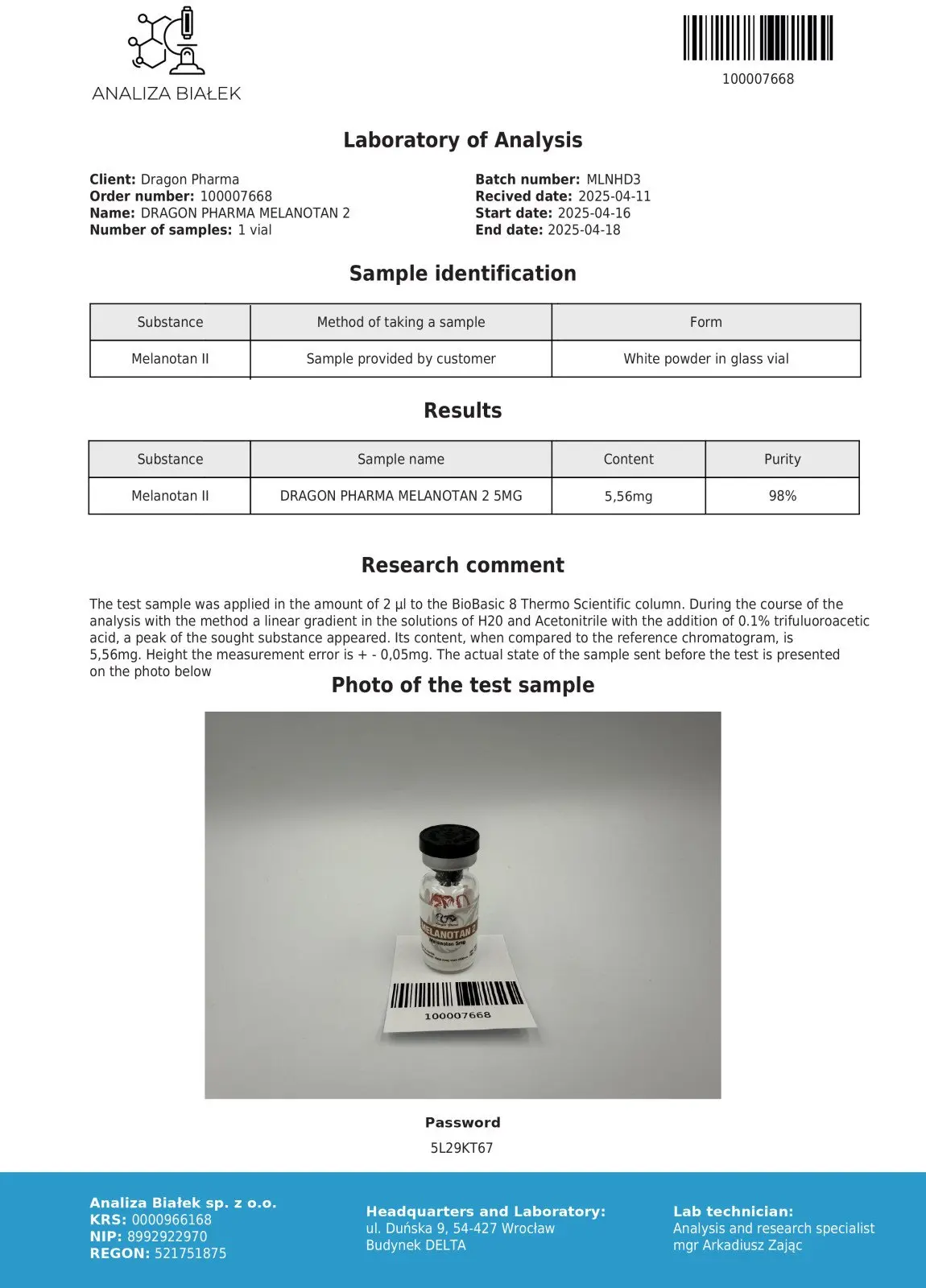 MELANOTAN 2 5mg